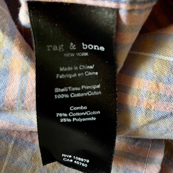Rag & Bone Fit 2 Plaid Button Up Shirt Men’s XS - Picture 10 of 14